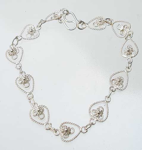 925 BEAUTIFUL FLOWER THAI STERLING SILVER BRACELET 92.5  