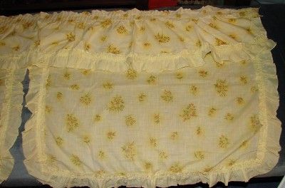 Vintage Yellow Flower Cottage Kitchen Curtains  