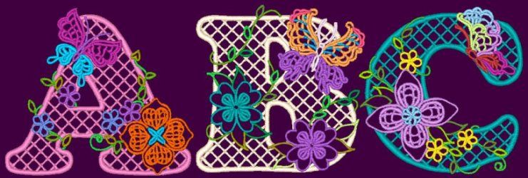 BUTTERFLY LACE 76 MACHINE FONT EMBROIDERY DESIGNS (AzEB  