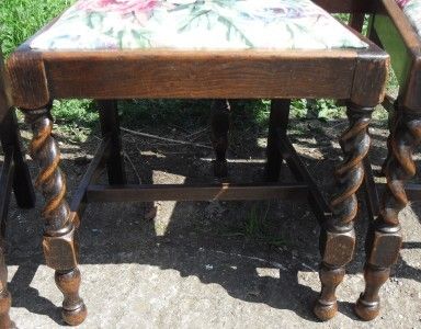 BEAUTIFUL SET OF 6 1920s BARLEY TWIST DINING CHAIRS  