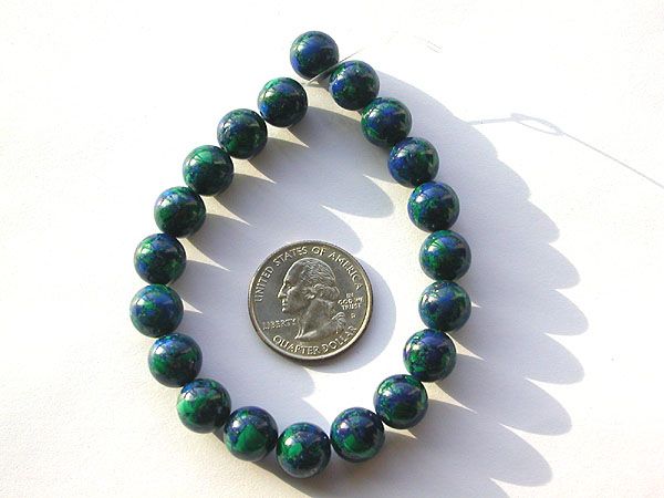AAA+ Genuine 10mm Azurite Malachite Round Bead 20 Beads  