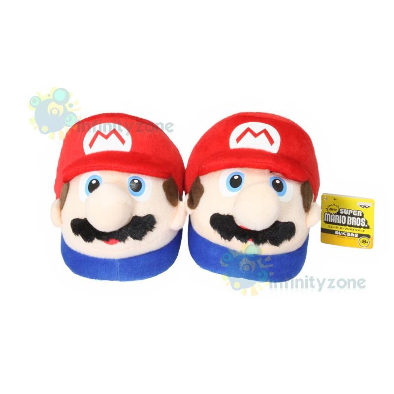 Super Mario Bros Anime Kids Plush Slipper Slippers Red  