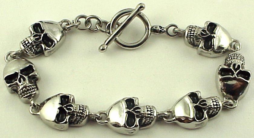   Skull Bracelet 7.5 Stainless Steel Biker Motorcycle Harley  