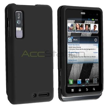 Rubber Black Hard Case Phone Cover for Motorola Droid 3  