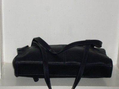   Soft Navy Blue Leather Satchel Shoulder Bag Handbag Purse EUC  