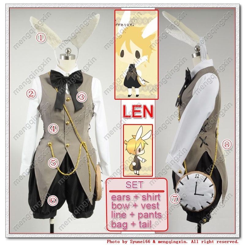 VOCALOID 2 Len Alice In Musicland Cosplay costume custom made 