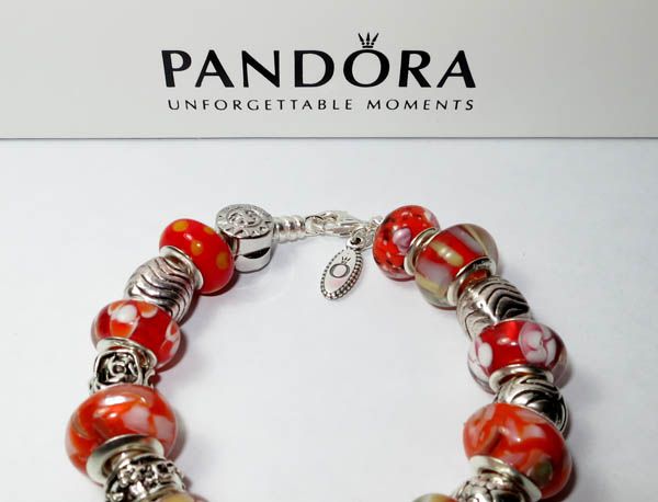 Authentic Pandora Bracelet Tuscan Sunset with 19 Beads & Charms w 