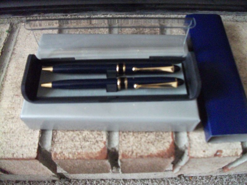 Pen set 2 pens in case blue ink fine point  