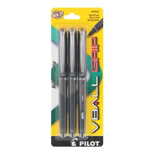   VBall Grip Black Bold Point Rolling Ball Pens 072838356024  