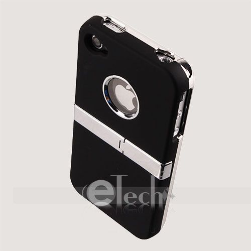  stand series case for iphone 4 black silver incl screen protector 