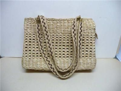 MADE IN ITALY SUMMER STRAW TOTE HANDBAG VINTAGE  