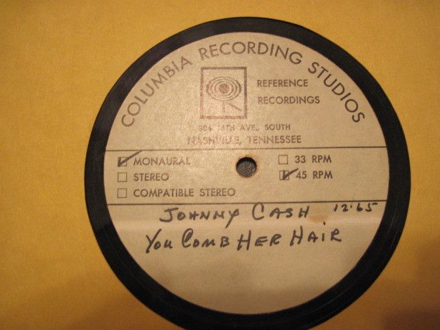 JOHNNY CASH YOU COMB HER HAIR ACETATE RECORDING, RARE  