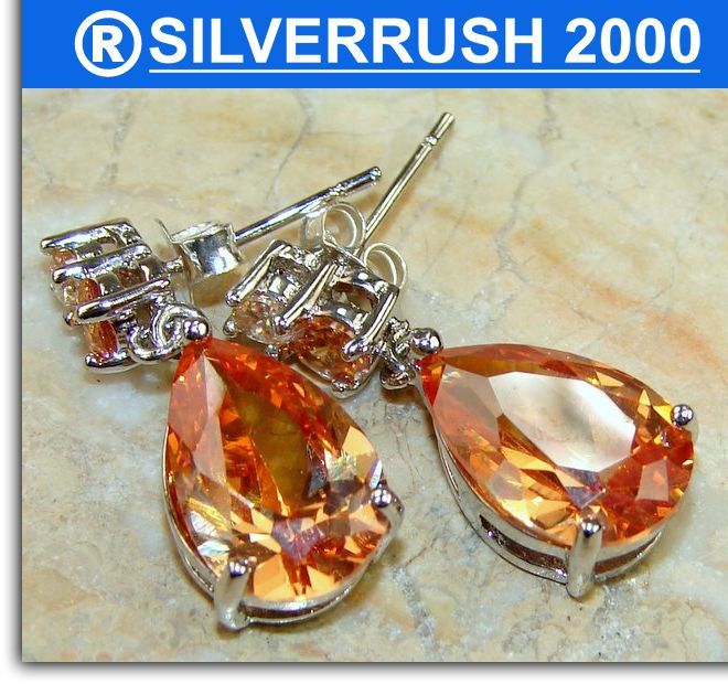 HONEY TOPAZ SILVER EARRINGS,SILVERRUSH2000; 368  