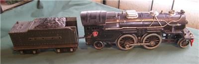 LIONEL STANDARD GUAGE PREWAR 385E ENGINE & TENDER TRAIN SET + CABOOSE 