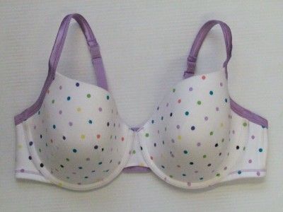 NEW CACIQUE WHITE COLOR DOT COTTON T SHIRT BRA 42DD  