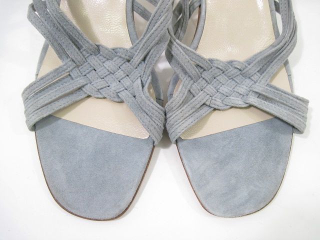 NEW VANESSA NOEL Blue Suede Woven Heels Shoes Sz 38 8  